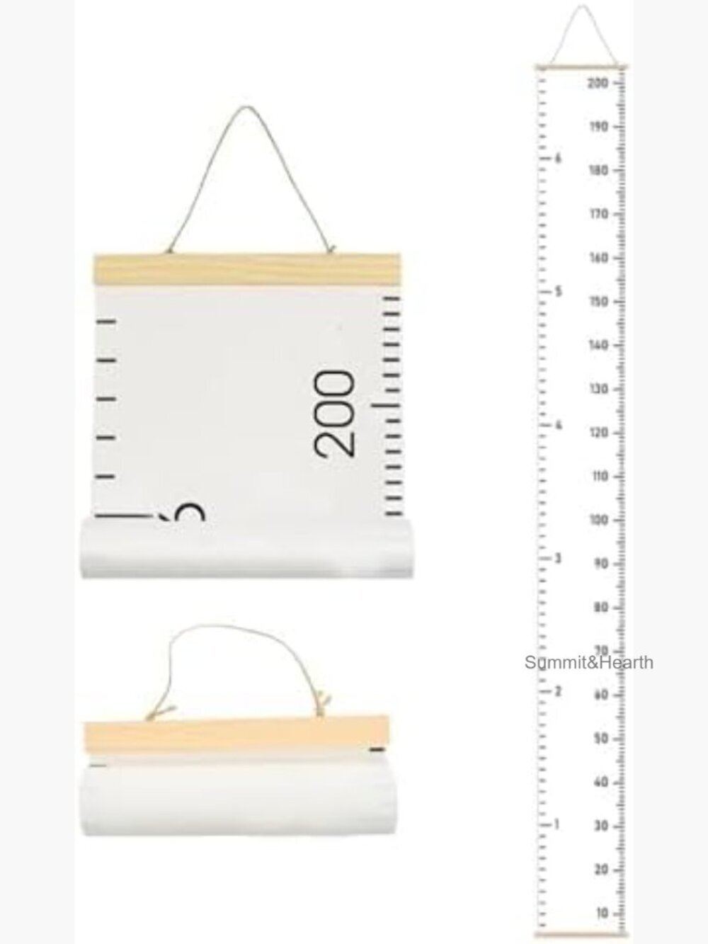 Kids Height Growth Chart Wall Ruler Wood Canvas Nursery Decor 79in